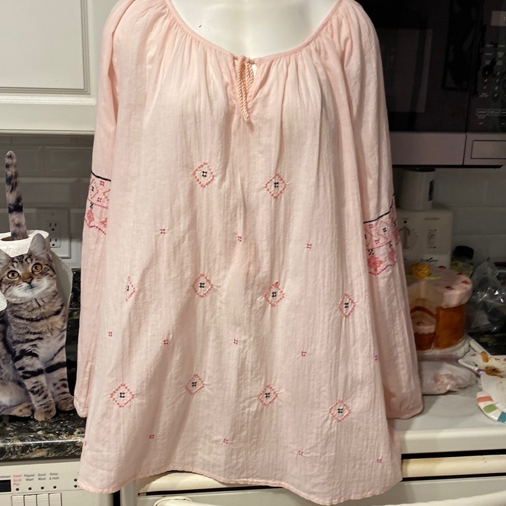 l women Ellos casual long sleeve pink plus size top 22
